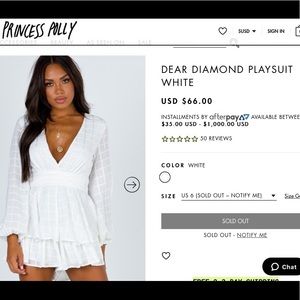 NWT Princess Polly Dear Diamond Playsuit Sz 6